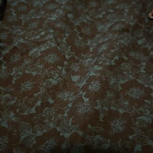 Express slim dark-green dress shirt with black floral design